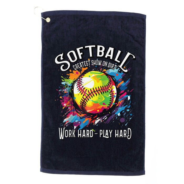 Softball Work Hard Play Hard Fastpitch Slowpitch Softball Platinum Collection Golf Towel