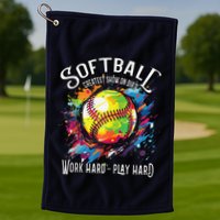 Softball Work Hard Play Hard Fastpitch Slowpitch Softball Golf Towel