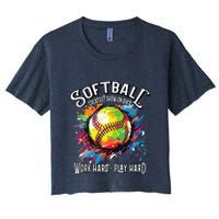 Softball Work Hard Play Hard Fastpitch Slowpitch Softball Crop Top