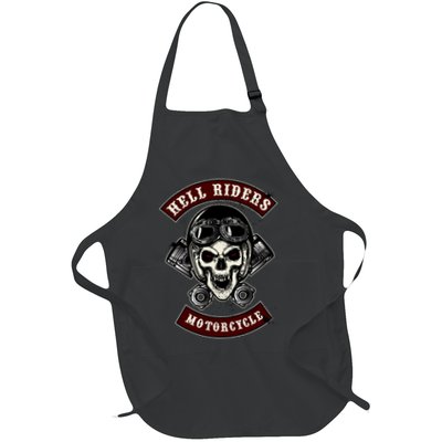 Skull With Helmet And Piston Full-Length Apron With Pockets
