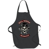Skull With Helmet And Piston Full-Length Apron With Pockets