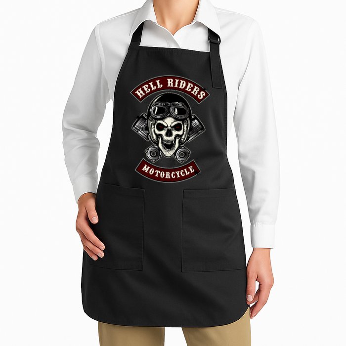 Skull With Helmet And Piston Full-Length Apron With Pockets