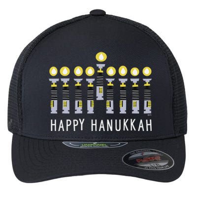 Star Wars Happy Hanukkah Luke Skywalker Lightsaber Menorah  Flexfit Unipanel Trucker Cap