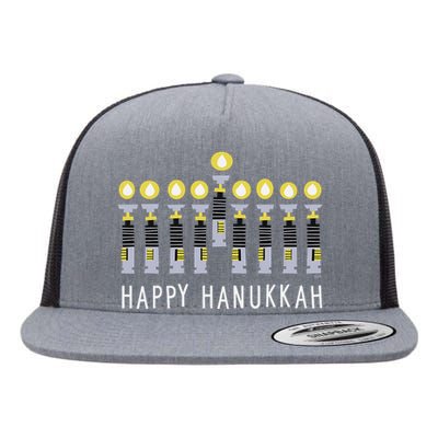 Star Wars Happy Hanukkah Luke Skywalker Lightsaber Menorah  Flat Bill Trucker Hat