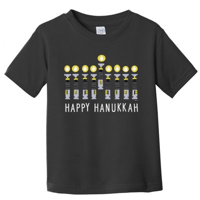 Star Wars Happy Hanukkah Luke Skywalker Lightsaber Menorah  Toddler T-Shirt