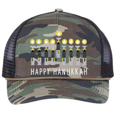 Star Wars Happy Hanukkah Luke Skywalker Lightsaber Menorah  Retro Rope Trucker Hat Cap