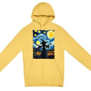 Salem Witch Halloween Starry Night Van Gogh Sky Painting Art Premium Pullover Hoodie