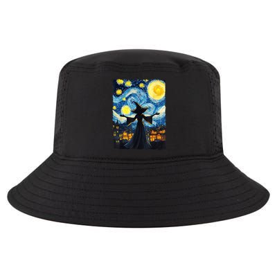 Salem Witch Halloween Starry Night Van Gogh Sky Painting Art Cool Comfort Performance Bucket Hat