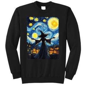 Salem Witch Halloween Starry Night Van Gogh Sky Painting Art Sweatshirt