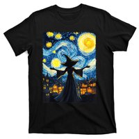 Salem Witch Halloween Starry Night Van Gogh Sky Painting Art T-Shirt