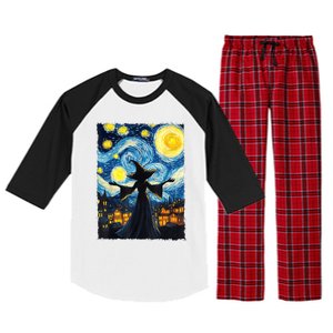 Salem Witch Halloween Starry Night Van Gogh Sky Painting Art Raglan Sleeve Pajama Set