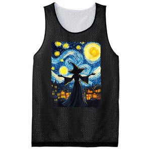 Salem Witch Halloween Starry Night Van Gogh Sky Painting Art Mesh Reversible Basketball Jersey Tank