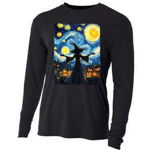 Salem Witch Halloween Starry Night Van Gogh Sky Painting Art Cooling Performance Long Sleeve Crew