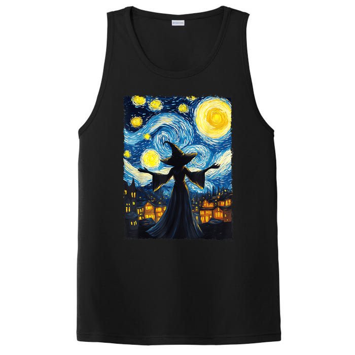 Salem Witch Halloween Starry Night Van Gogh Sky Painting Art PosiCharge Competitor Tank