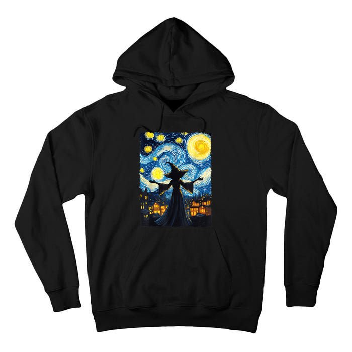 Salem Witch Halloween Starry Night Van Gogh Sky Painting Art Tall Hoodie