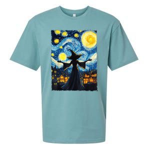 Salem Witch Halloween Starry Night Van Gogh Sky Painting Art Sueded Cloud Jersey T-Shirt