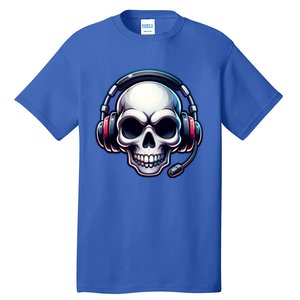 Skull With Headphones Headset Video Gamer Graphic Gift Tall T-Shirt