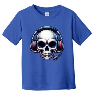 Skull With Headphones Headset Video Gamer Graphic Gift Toddler T-Shirt