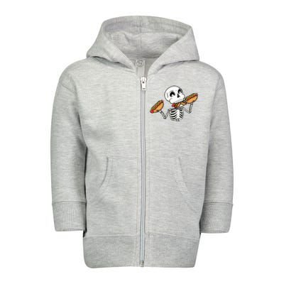 Skeleton With Hot Dogs Halloween Hotdog Lover Food Toddler Zip Fleece Hoodie