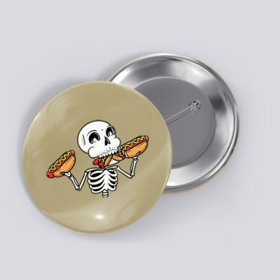 Skeleton With Hot Dogs Halloween Hotdog Lover Food Button