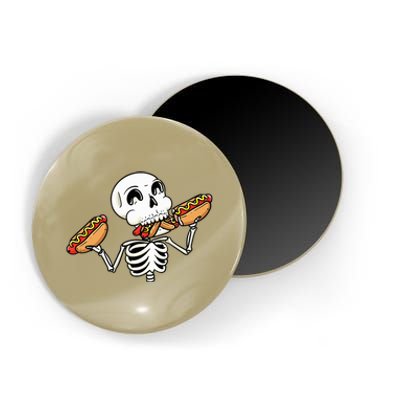 Skeleton With Hot Dogs Halloween Hotdog Lover Food Magnet