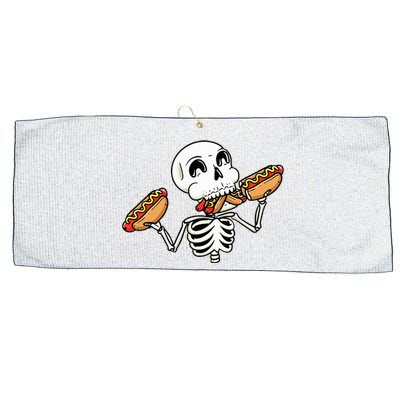 Skeleton With Hot Dogs Halloween Hotdog Lover Food Large Microfiber Waffle Golf Towel