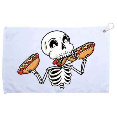 Skeleton With Hot Dogs Halloween Hotdog Lover Food Grommeted Golf Towel