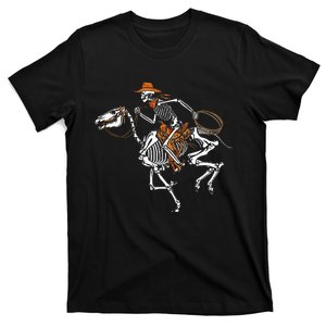 Spooky Western Halloween Costume with Skeleton Cowboy T-Shirt