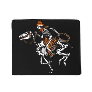 Spooky Western Halloween Costume with Skeleton Cowboy Mousepad