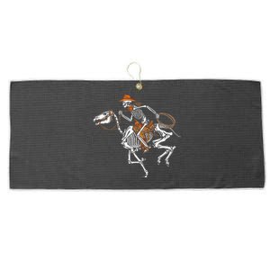 Spooky Western Halloween Costume with Skeleton Cowboy Large Microfiber Waffle Golf Towel