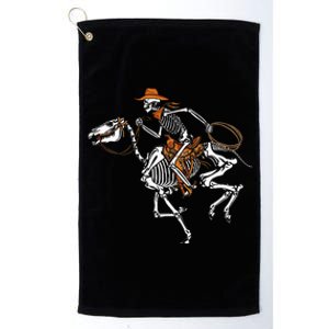 Spooky Western Halloween Costume with Skeleton Cowboy Platinum Collection Golf Towel