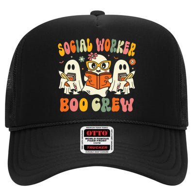 Social Worker Halloween Groovy Social Worker Costume High Crown Mesh Back Trucker Hat