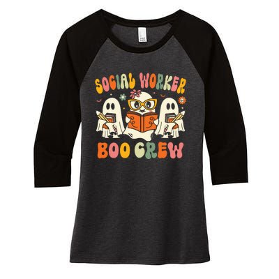 Social Worker Halloween Groovy Social Worker Costume Women's Tri-Blend 3/4-Sleeve Raglan Shirt