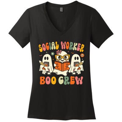 Social Worker Halloween Groovy Social Worker Costume Women's V-Neck T-Shirt