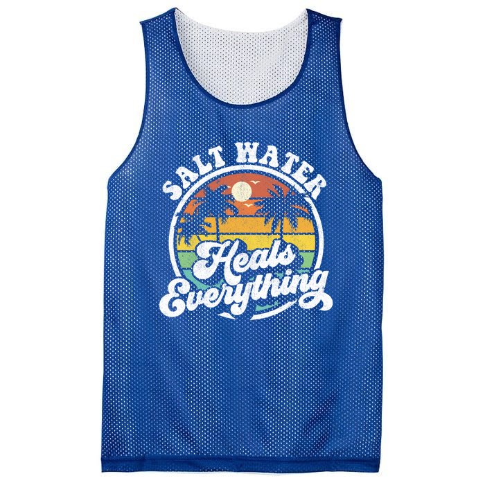 Salt Water Heals Everything Funny Retro Beach Gift Mesh Reversible Basketball Jersey Tank