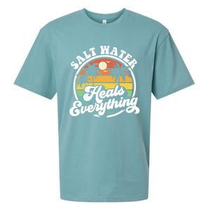 Salt Water Heals Everything Funny Retro Beach Gift Sueded Cloud Jersey T-Shirt