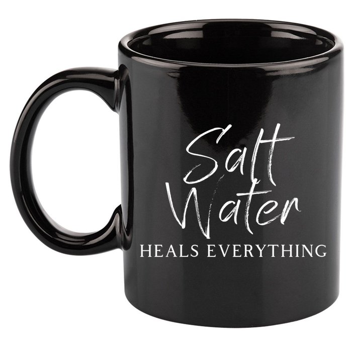 Salt Water Heals Everything Meaningful Gift 11oz C Handle Ceramic Mug