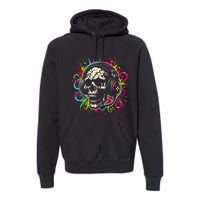 Skull Wearing Headphones Grunge Gamer Rainbow Graffiti Premium Hoodie