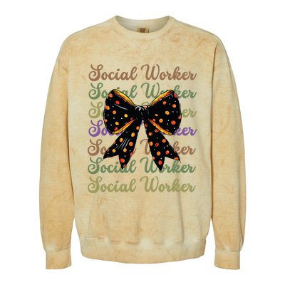 Social Worker Halloween Outfit Costume Coquette Bow Vintage Colorblast Crewneck Sweatshirt