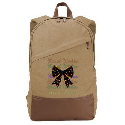 Social Worker Halloween Outfit Costume Coquette Bow Vintage Cotton Canvas Backpack