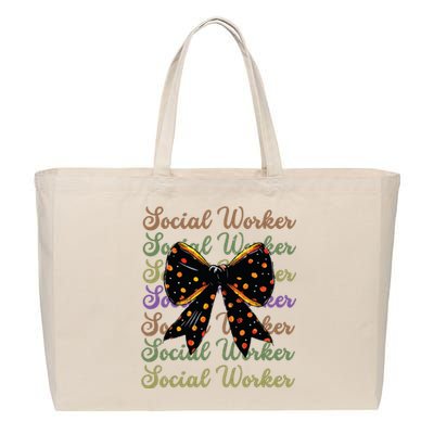 Social Worker Halloween Outfit Costume Coquette Bow Vintage Cotton Canvas Jumbo Tote