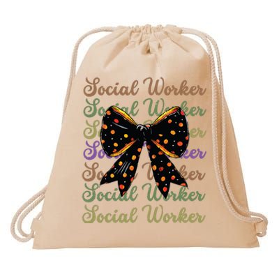 Social Worker Halloween Outfit Costume Coquette Bow Vintage Drawstring Bag