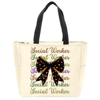 Social Worker Halloween Outfit Costume Coquette Bow Vintage Zip Tote Bag