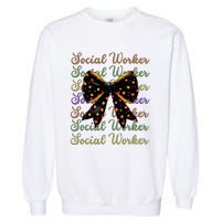 Social Worker Halloween Outfit Costume Coquette Bow Vintage Garment-Dyed Sweatshirt