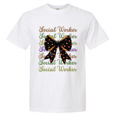 Social Worker Halloween Outfit Costume Coquette Bow Vintage Garment-Dyed Heavyweight T-Shirt