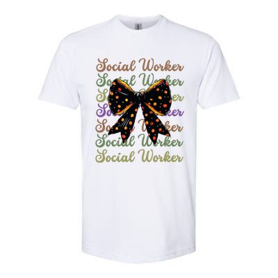 Social Worker Halloween Outfit Costume Coquette Bow Vintage Softstyle® CVC T-Shirt