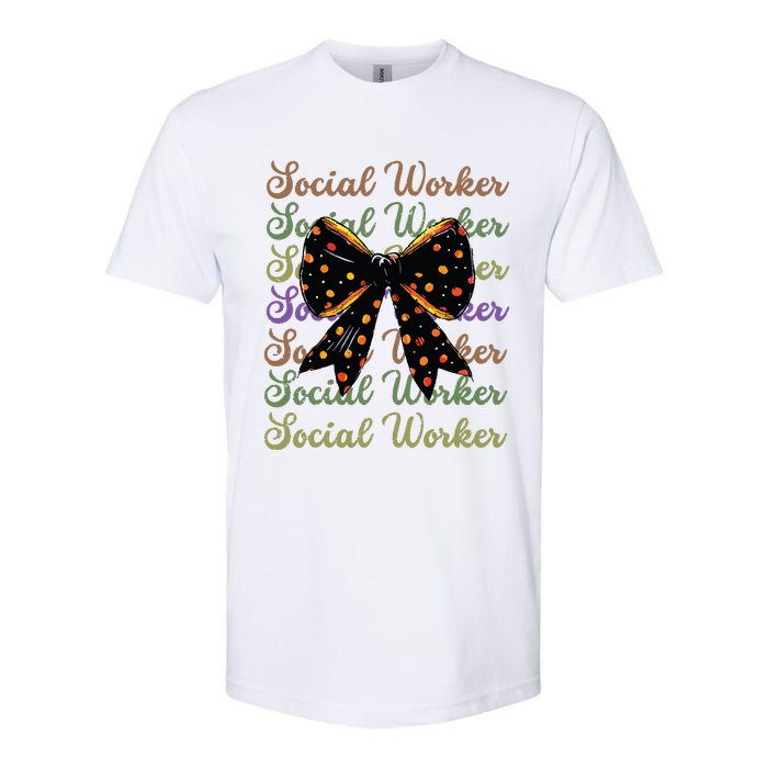 Social Worker Halloween Outfit Costume Coquette Bow Vintage Softstyle CVC T-Shirt