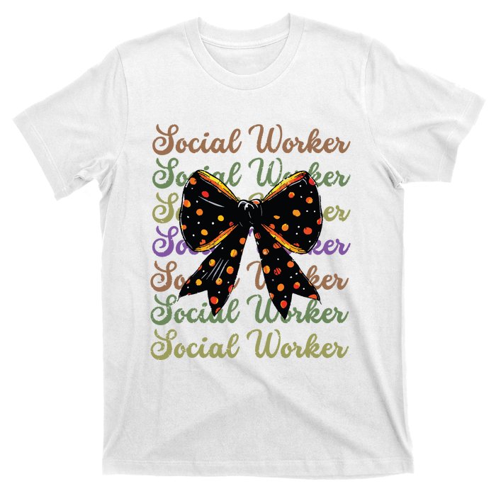 Social Worker Halloween Outfit Costume Coquette Bow Vintage T-Shirt