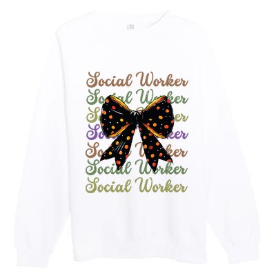 Social Worker Halloween Outfit Costume Coquette Bow Vintage Premium Crewneck Sweatshirt