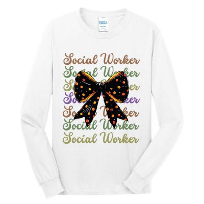 Social Worker Halloween Outfit Costume Coquette Bow Vintage Tall Long Sleeve T-Shirt